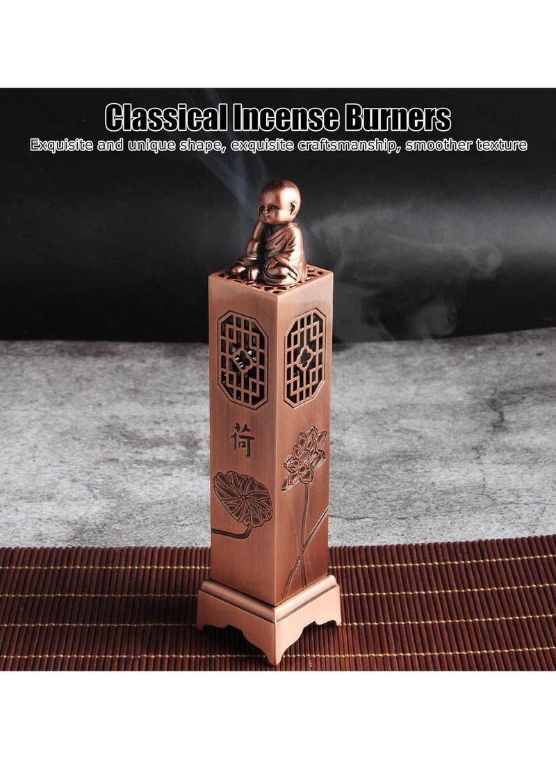 GGOOT Small Monk Vertical Incense Holder,Incense Holder with Lotus Flower Carving of Hollow Craftsmanship,Incense Seat,Incense Catcher for Relieving Anxiety for Yoga Room,Tea Room,Bedroom  - Image 3