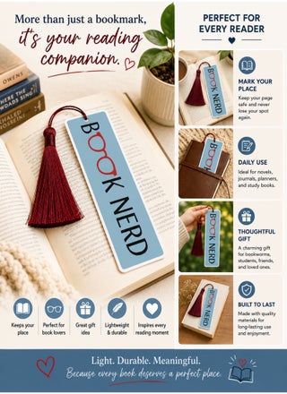 Book Nerd Bookmark With Tassel