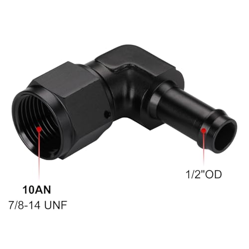 Podavelle 10AN Female to 12 Barb 90 Degree Hose Fitting Adapter Swivel Aluminum Black - Image 3