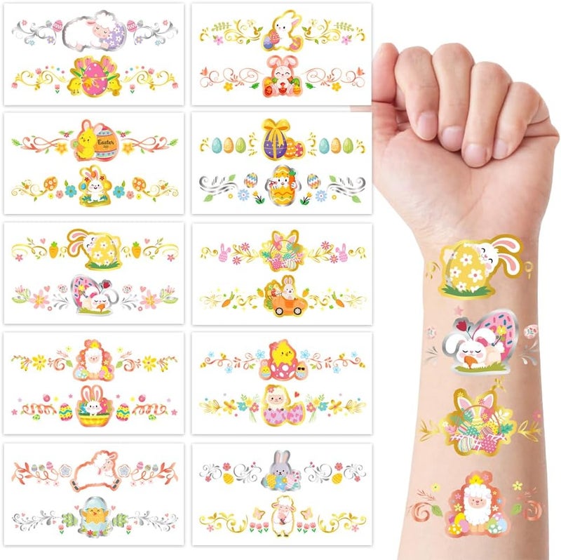Watch Temporary Tattoos for Kids10 Sheets Easter Tattoo Stickers Featured Rabbit Chick Lamb Egg Patterned Waterproof Fake Tattoos for Birthday Party Favors Goodie Bags Stuffers Party Fillers