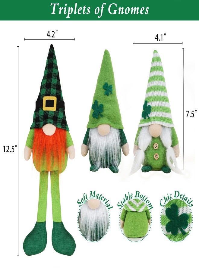 DAZONGE St. Patrick's Day Decorations, 3PCS Shamrock Gnomes Plush for Tiered Tray Mantel Shelf Table Decor, St. Patrick's Day Decorations for Home - Image 3