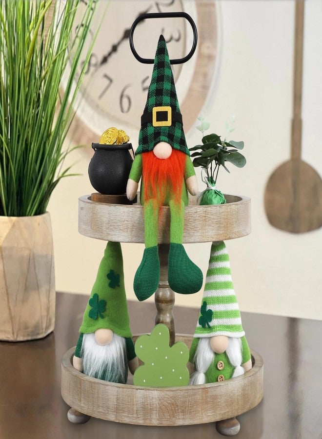 DAZONGE St. Patrick's Day Decorations, 3PCS Shamrock Gnomes Plush for Tiered Tray Mantel Shelf Table Decor, St. Patrick's Day Decorations for Home - Image 2