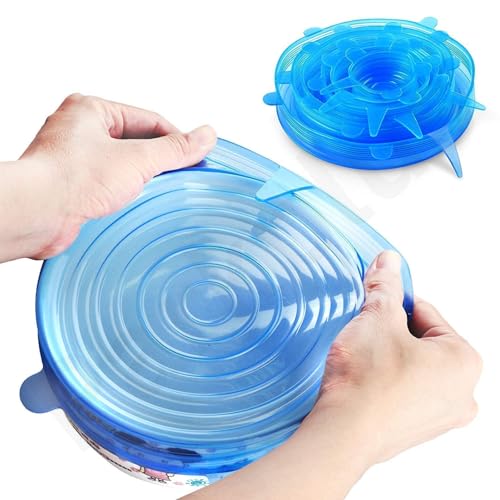 Vivatra Microwave Safe Silicone Stretch Lids, Reusable Flexible Covers for Bowls, Plates, Cans, Jars, and Mugs - Set of 6 Multicolor - Image 5