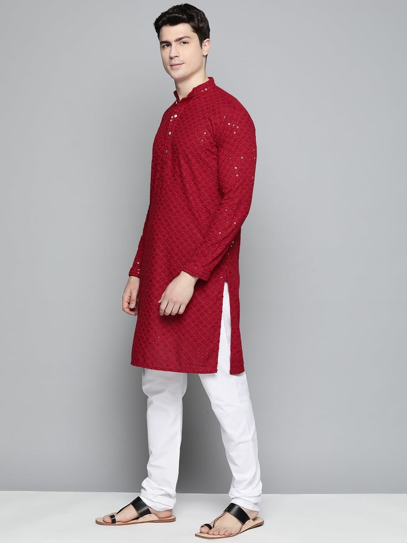 jompers طقم كورتا تشيكنكاري المطرز الأحمر من جومبرز للرجال - Image 3