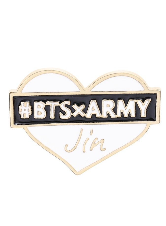 Paraphrase 8-Piece BTS Themed Enamel Lapel Pins / Brooches / Badges for Jackets, Backpacks, Bags, Hats, Pin Boards | K-Pop Fans, Heart-Shaped - Image 5