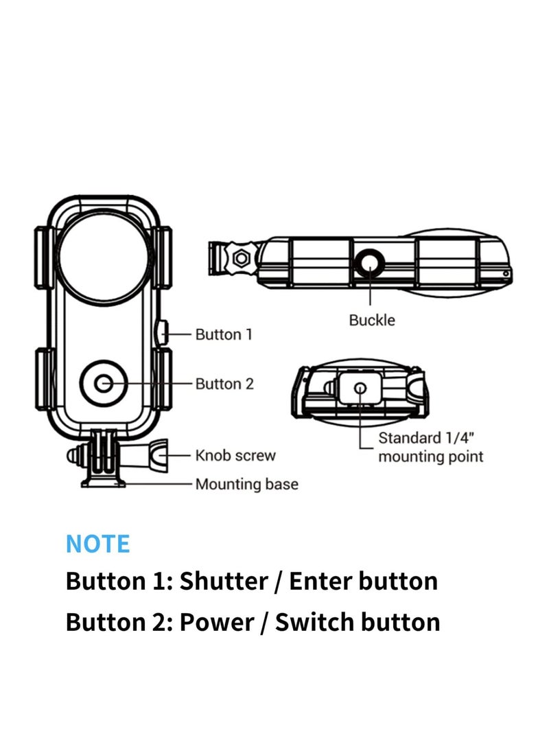 Waterproof Case Housing Dive Case for Insta360 ONE X2 Action Camera Waterproof Up to 30m for Diving Snorkeling Swimming  - Image 5