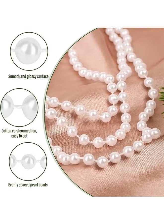 2 pcs Craft Pearl Strings 6MM Pearl Beads, 5M White Faux Pearl Garland Spool Reel Wedding Party Decoration - Image 2