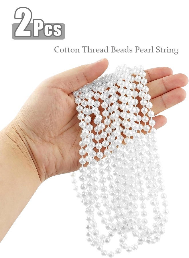 2 pcs Craft Pearl Strings 6MM Pearl Beads, 5M White Faux Pearl Garland Spool Reel Wedding Party Decoration - Image 1