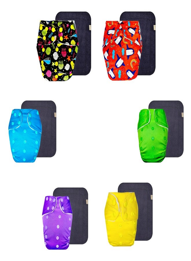 Dumbledo Premium Cloth Diaper with Gray Insert (Pack of 6) | Dry Feel and Comfortable | Reusable & Washable | Easy to Clean | Ideal for Toddlers | 3 Months - 3 Years | Unisex Baby - Image 1