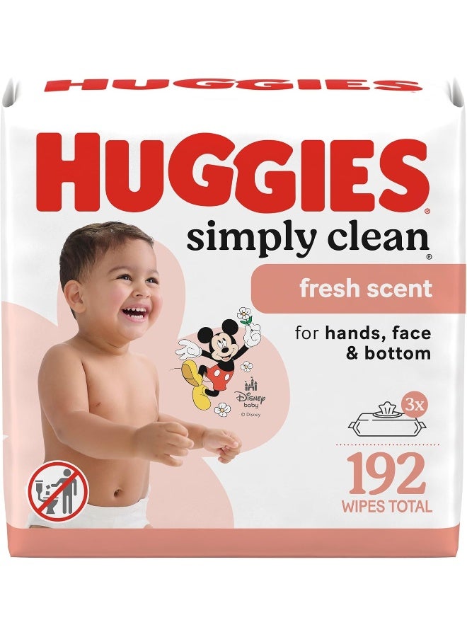 Huggies Simply Clean Fresh Scent Baby Wipes, 3 Flip-Top Packs of 64 (192 Wipes Total), Packaging May Vary - Image 1