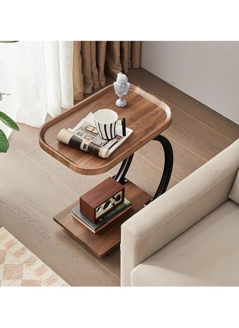 DubaiGallery - Sofa Side End Table, Light Luxury Side Table Simple Corner Table Bedside Cabinet Metal Frame C Shaped Table for Sofa Bed Living Room Bedroom - Image 1