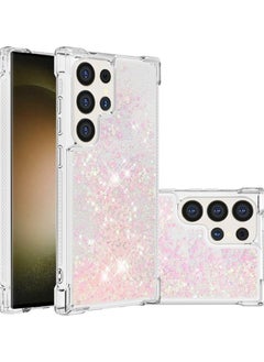 Case for Samsung Galaxy S24 Ultra Glitter Case, Liquid Sparkle Quicksand Clear Transparent Sequin Girls Slim TPU Bumper Silicone Shockproof Cover for Samsung S24 Ultra (Star Pink)
