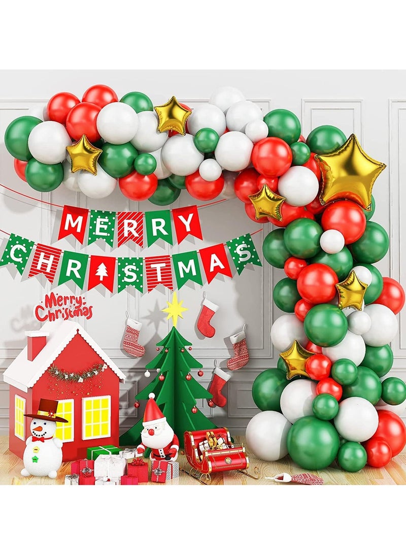 Christmas Balloons Arch Garland Kit,122Pcs Christmas Balloon Arch Kit with Red and Green Latex Balloons,Gold Star Foil Balloons for Christmas Party Decoration,Xmas Holiday Decor - Image 1
