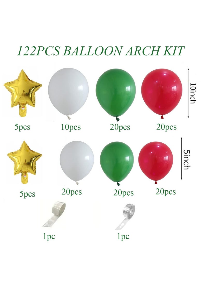 Christmas Balloons Arch Garland Kit,122Pcs Christmas Balloon Arch Kit with Red and Green Latex Balloons,Gold Star Foil Balloons for Christmas Party Decoration,Xmas Holiday Decor - Image 2