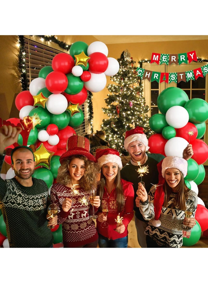 Christmas Balloons Arch Garland Kit,122Pcs Christmas Balloon Arch Kit with Red and Green Latex Balloons,Gold Star Foil Balloons for Christmas Party Decoration,Xmas Holiday Decor - Image 3