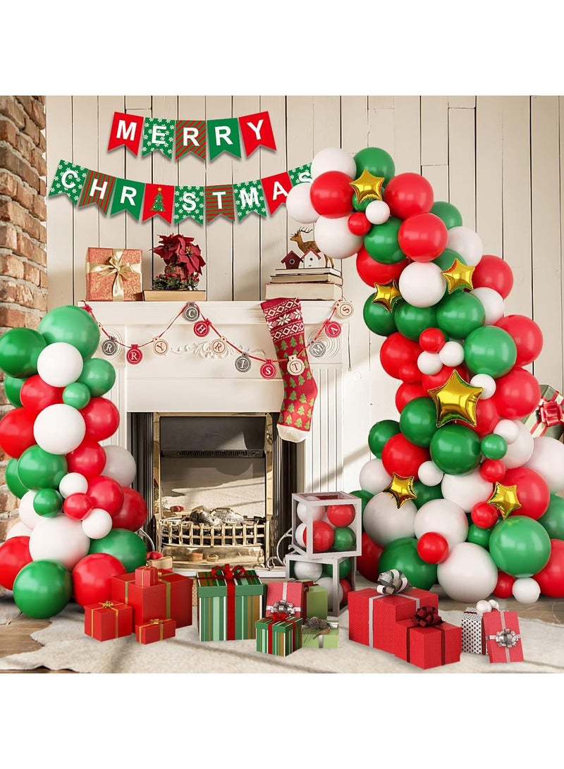 Christmas Balloons Arch Garland Kit,122Pcs Christmas Balloon Arch Kit with Red and Green Latex Balloons,Gold Star Foil Balloons for Christmas Party Decoration,Xmas Holiday Decor - Image 4
