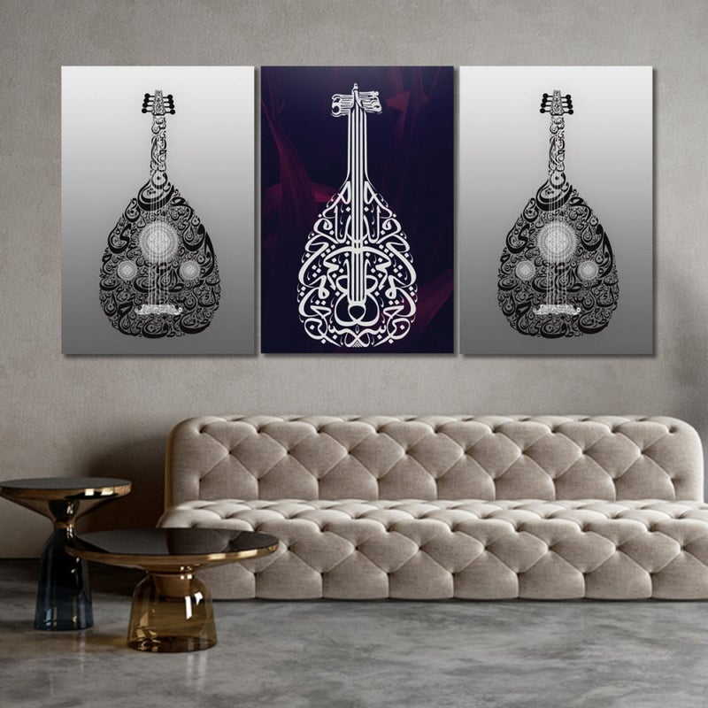 ماركتنا ثلاث لوحات قماشية بتصميم مودرن مع برواز مجوف مقاس (120×60) ثلاث قطع - Image 1