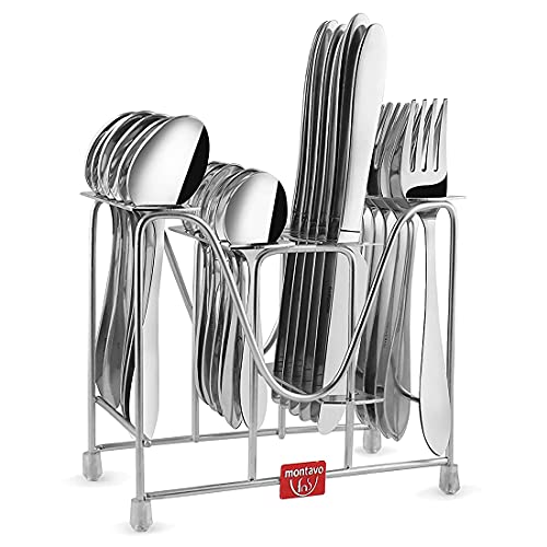 FNS Montavo by FnS Orchid 24 Pcs Cutlery Set with Stand (6 Dinner Knife/Butter Knife, 6 Dinner Spoons, 6 Dinner Fork and 6 Table Spoons) - Image 1