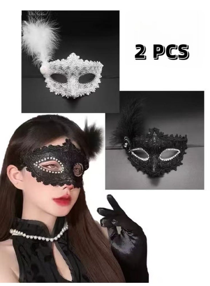 KASTWAVE Set of 2 Masquerade Ball Delicate Masks,Masquerade Half Face Party Mask Ladies MasqueradeMask Carnival Masquerade - Image 1