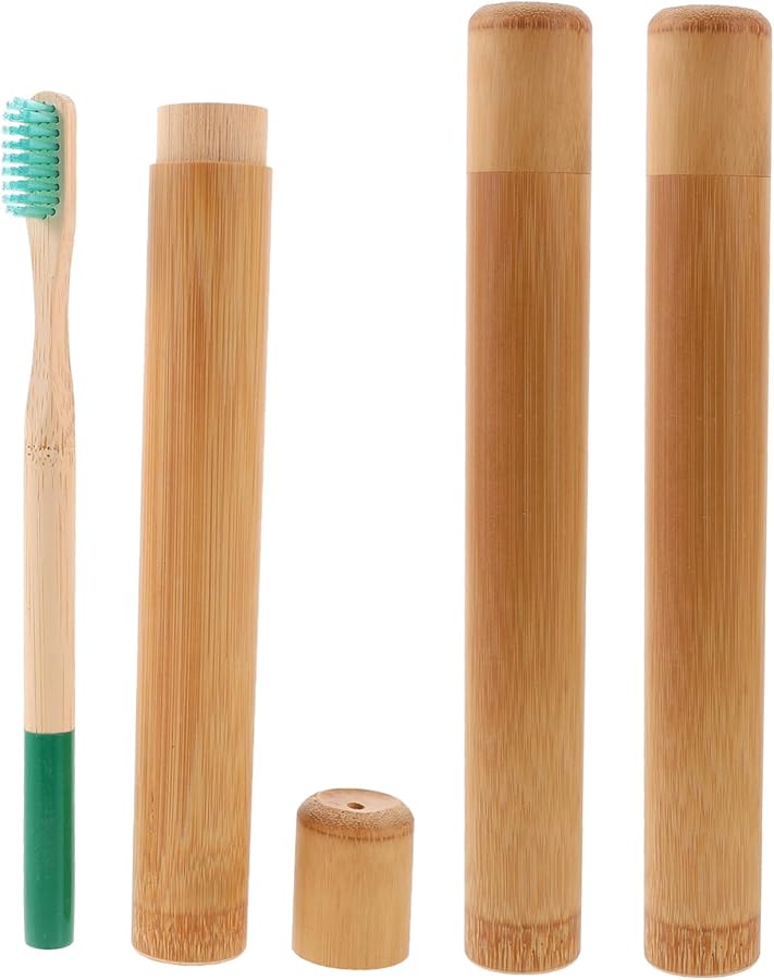 Disposable Bamboo Toothbrush 3 Pack Travel Toothbrush Set Random Colors - Image 2