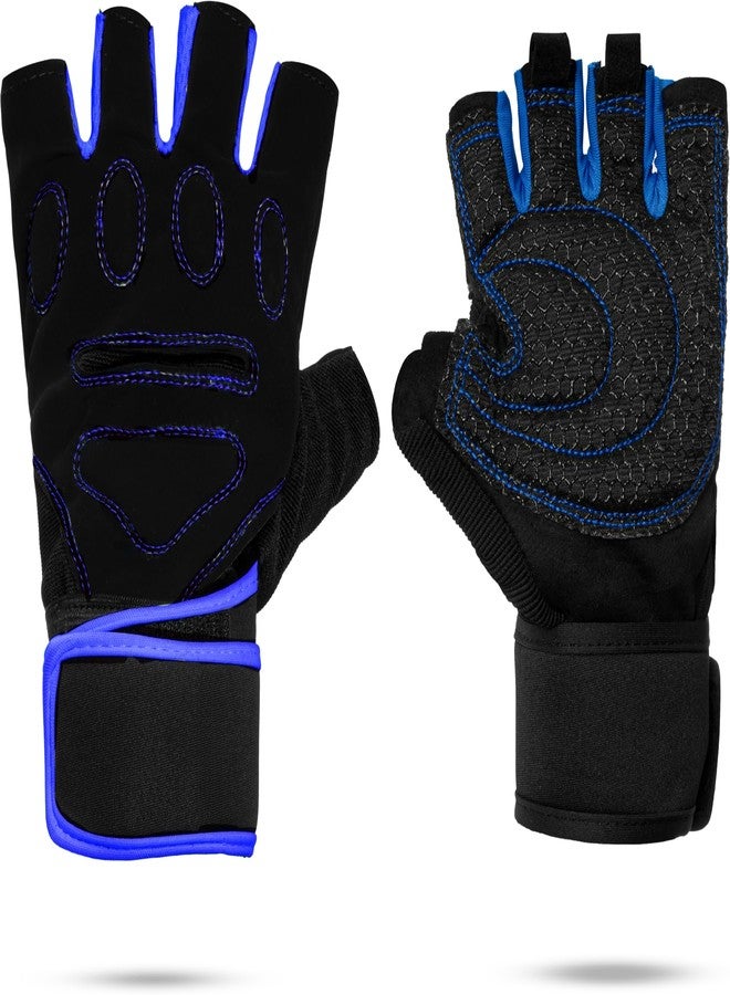 BADOWL Gym Gloves for Men & Women with Wrist Support Accessories for Training & Exercise | Gym Gloves Men Workout, Grip Gloves & Fitness Gloves (Blue-M) - Image 2