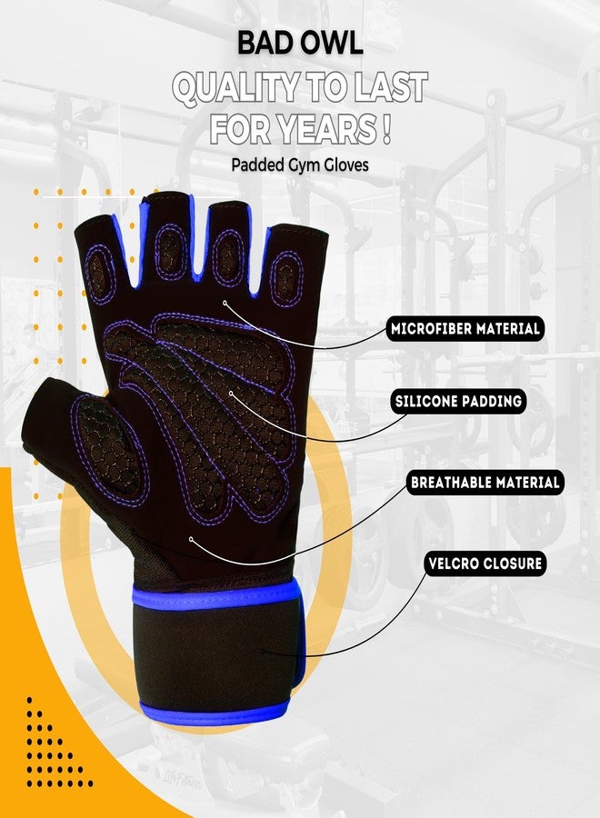 BADOWL Gym Gloves for Men & Women with Wrist Support Accessories for Training & Exercise | Gym Gloves Men Workout, Grip Gloves & Fitness Gloves (Blue-M) - Image 3