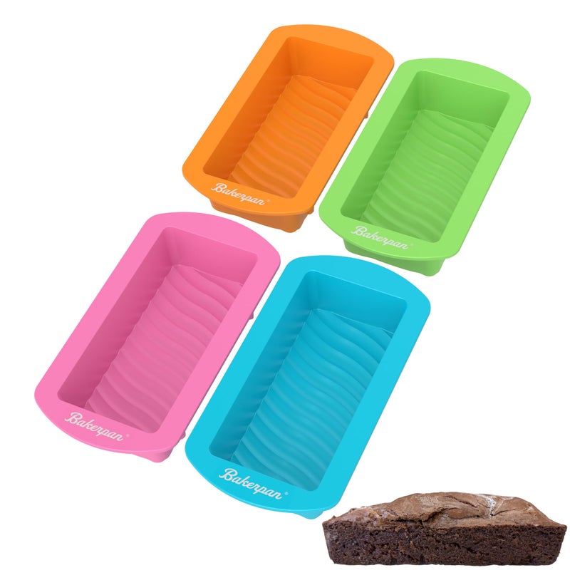 Bakerpan Silicone Mini Loaf Pans for Baking, Mini Cake Pans, 4.5 Inch Baking Pan, Reusable Baking Mold - Set of 4 - Image 1