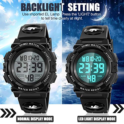 Dodosky Kids Digital Watch,Boys Sports Waterproof Led Watches with Alarm,Wrist Watch for Boys Girls Childrens, Best Gifts for Boys (Black-B) - Image 5
