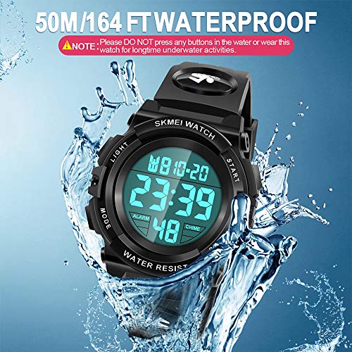 Dodosky Kids Digital Watch,Boys Sports Waterproof Led Watches with Alarm,Wrist Watch for Boys Girls Childrens, Best Gifts for Boys (Black-B) - Image 4