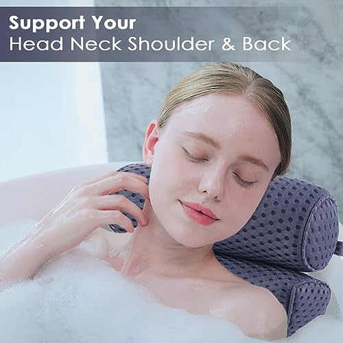 AEROiVi Luxury Bath Pillows for Tub，Bath Pillow Bathtub Pillows for Head and Neck Support Bath Cushion Made from Soft Spacer Mesh Material with Suction Cups (Dark Blue) - Image 2