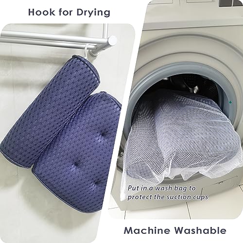 AEROiVi Luxury Bath Pillows for Tub，Bath Pillow Bathtub Pillows for Head and Neck Support Bath Cushion Made from Soft Spacer Mesh Material with Suction Cups (Dark Blue) - Image 5