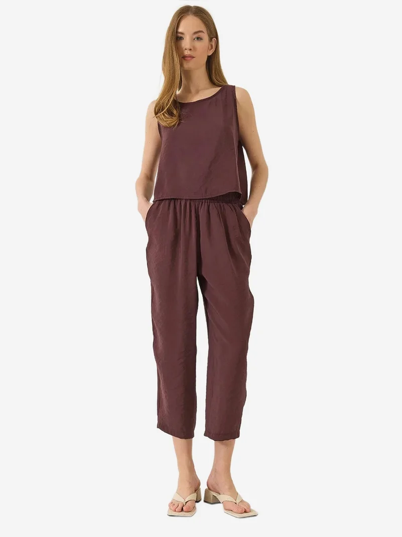 بيانكو لوتشي طقم تونيك بدون أكمام بياقة دائرية وبنطلون واسع الساق من لوتشي