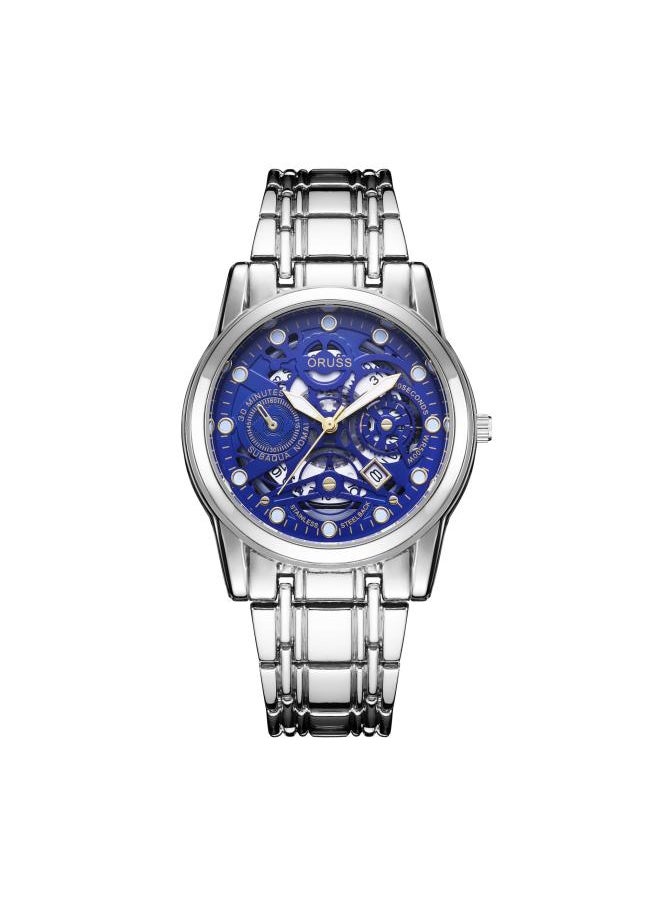 Generic Automatic Movement Watch Men's Hollow Men's Calendar Luminous Non-mechanical Watch Korean Style Steel Wrist Watch Men's Watch 