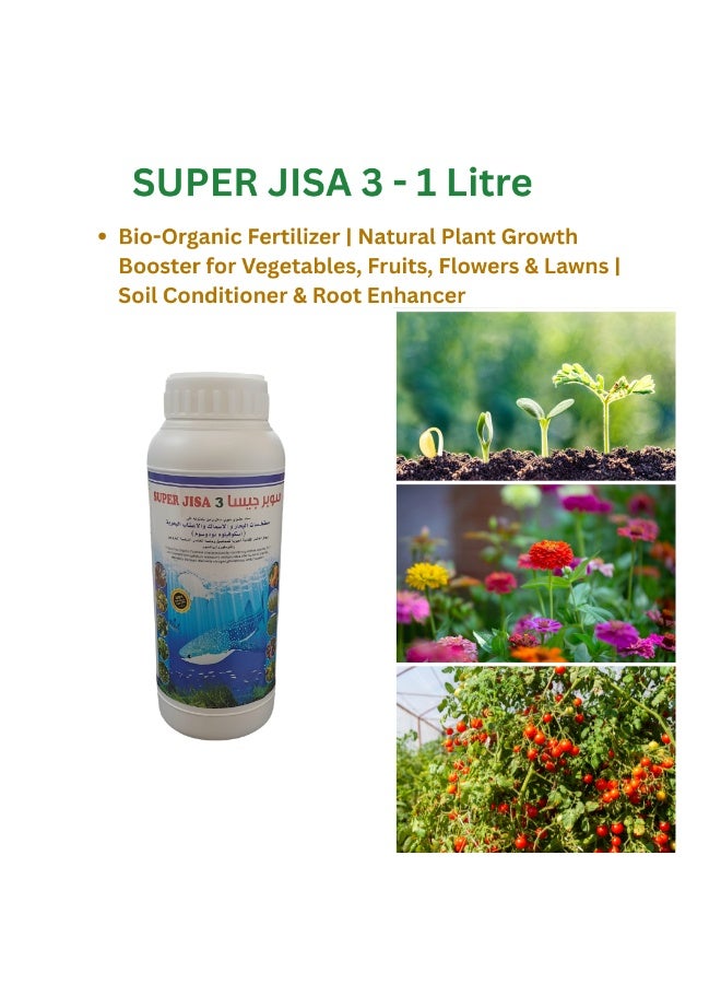 Super Jisa 3 Fish Based Organic Liquid Fertilizer 1Ltr for Vegetables, Fruits, Flowers & Lawns | Soil Conditioner & Root Enhancer - Image 2