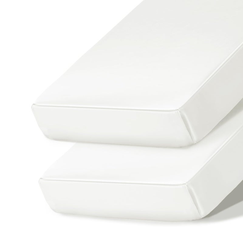 Ersmak 2 Pack Satin Crib Sheets for Baby Silky Comfy Breathable Crib Sheets for Standard Crib and Toddler Mattresses White 28 x 52 x 9 in