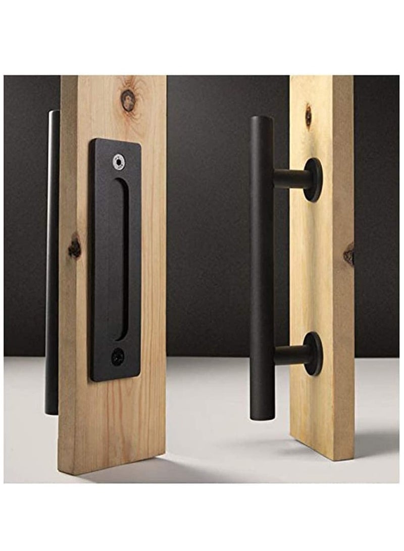 Excefore مقبض باب انزلاقي مقبض باب مزرعة شديد المتانة مجموعة Hardware مقبض معدني لخزانة المنزل مقبض باب أسود - Image 1