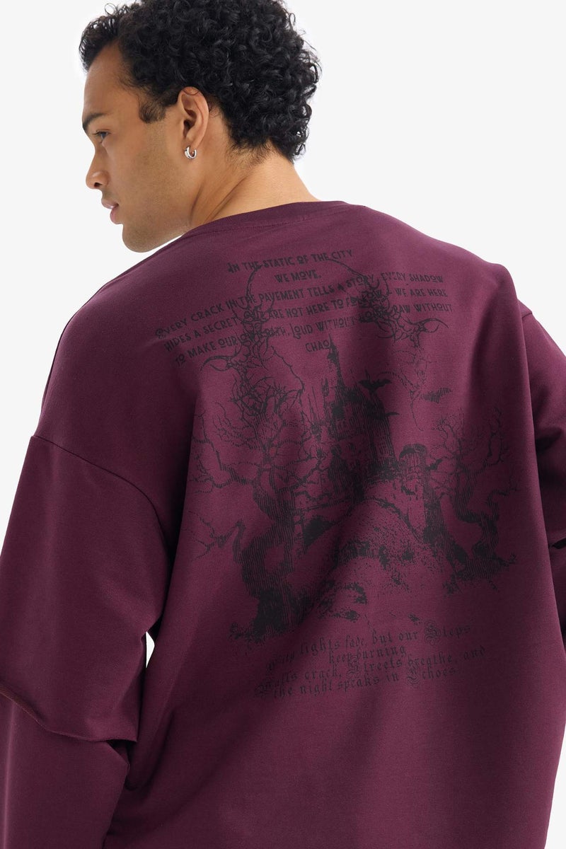 DeFacto Boxy Fit Printed Long Sleeve Sweatshirt - Image 1