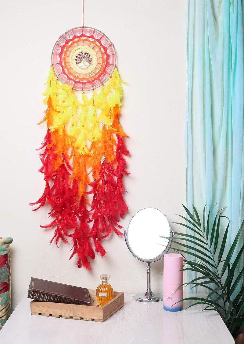ROOH Dream Catcher ~ Large Sunshine Wall Hanging ~ Handmade Hangings for Positivity (Can be Used as Home Decor, Gift, Wall Hangings, Meditation Room, Yoga Temple, Wind Chime & Car Hanging) - Image 1