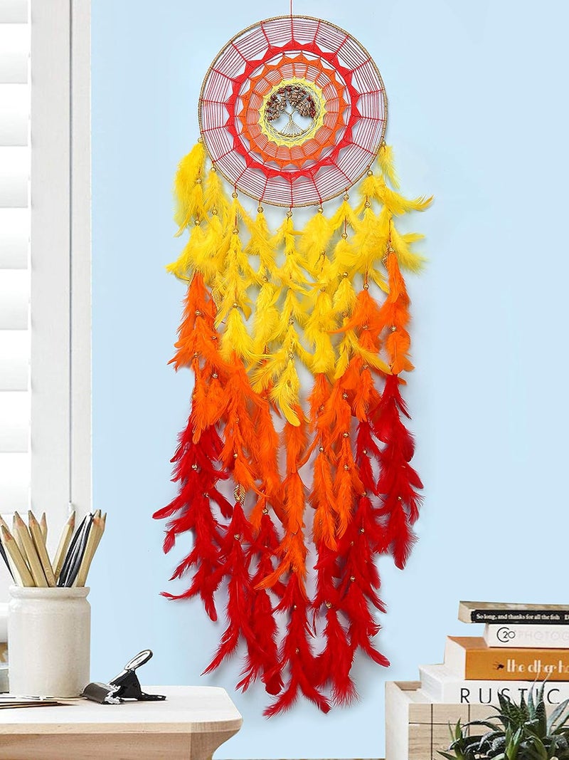 ROOH Dream Catcher ~ Large Sunshine Wall Hanging ~ Handmade Hangings for Positivity (Can be Used as Home Decor, Gift, Wall Hangings, Meditation Room, Yoga Temple, Wind Chime & Car Hanging) - Image 2
