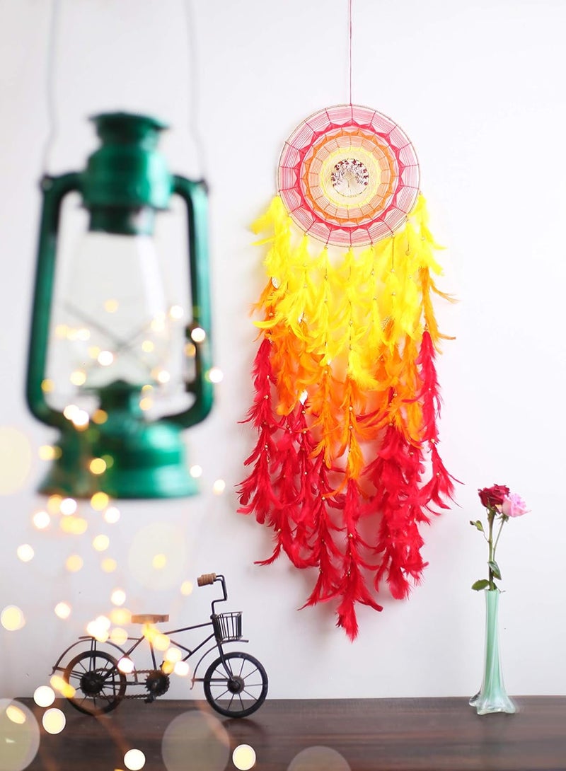 ROOH Dream Catcher ~ Large Sunshine Wall Hanging ~ Handmade Hangings for Positivity (Can be Used as Home Decor, Gift, Wall Hangings, Meditation Room, Yoga Temple, Wind Chime & Car Hanging) - Image 3