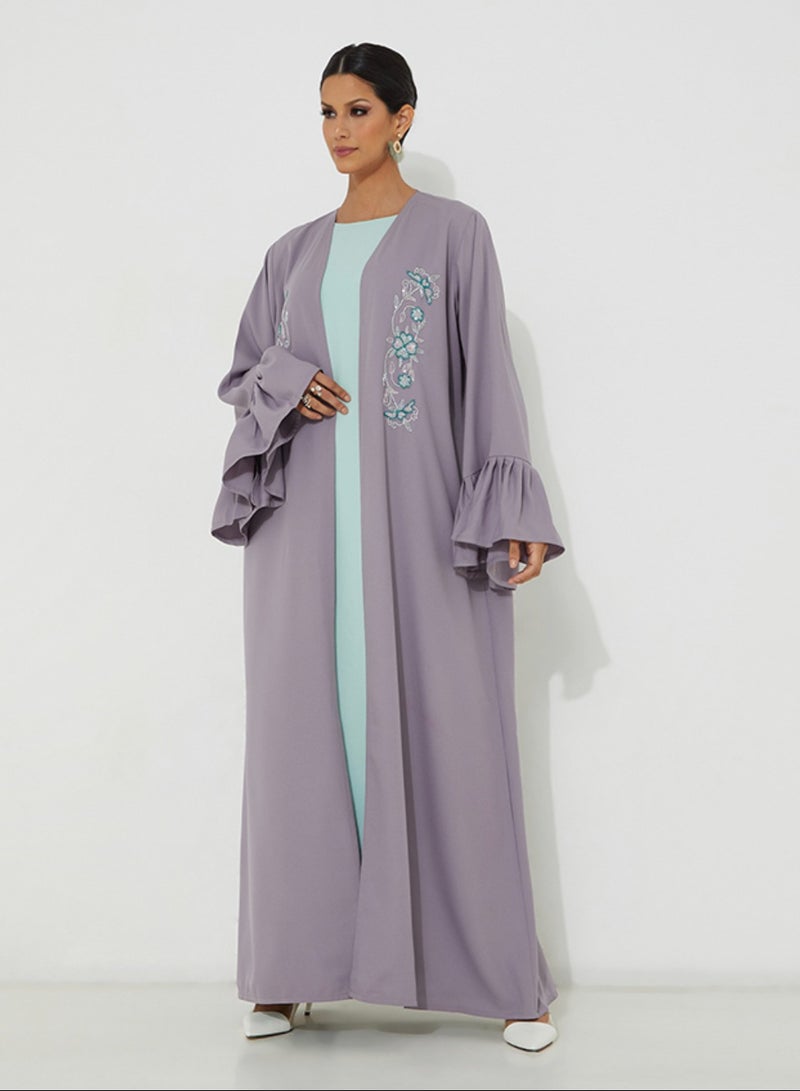 Rosette Abaya Embroidered Abaya Set With Inner Dress  - Image 2