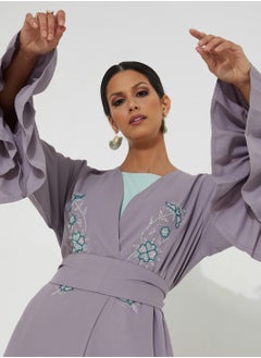 Rosette Abaya Embroidered Abaya Set With Inner Dress  - Image 4