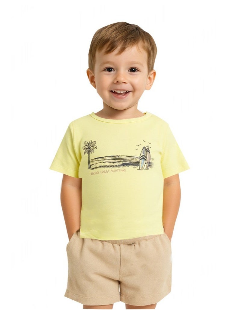 ديركجي طقم أولاد ديركي - تي شيرت بأكمام قصيرة مطبوع برسومات وشورت - Image 1