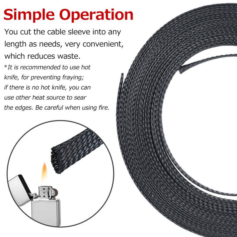 21ft 1/2 Inch (12mm) Expandable Braided Cable Sleeve Cord Protector Tubing Sheath for Automotive Television Computer & Other Home Devices - Image 3