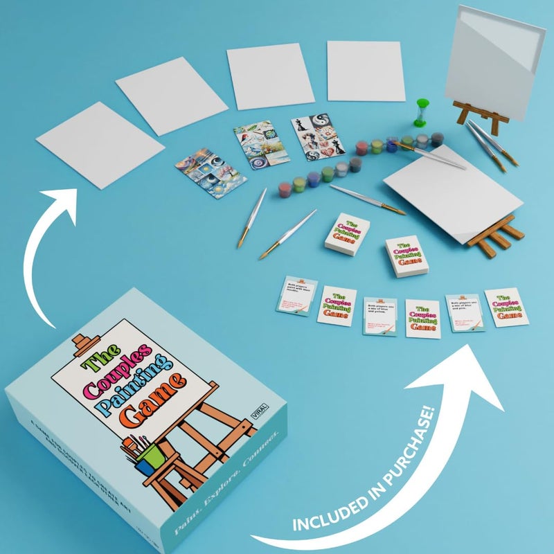 Viral Studios The Couples Painting Game â€“ Date Night Card & Painting Kit | Fun DIY Activity with Prompts, Challenges & Questions for Deeper Connection, Meaningful Games for Adults and Teens, 2 Players - Image 2
