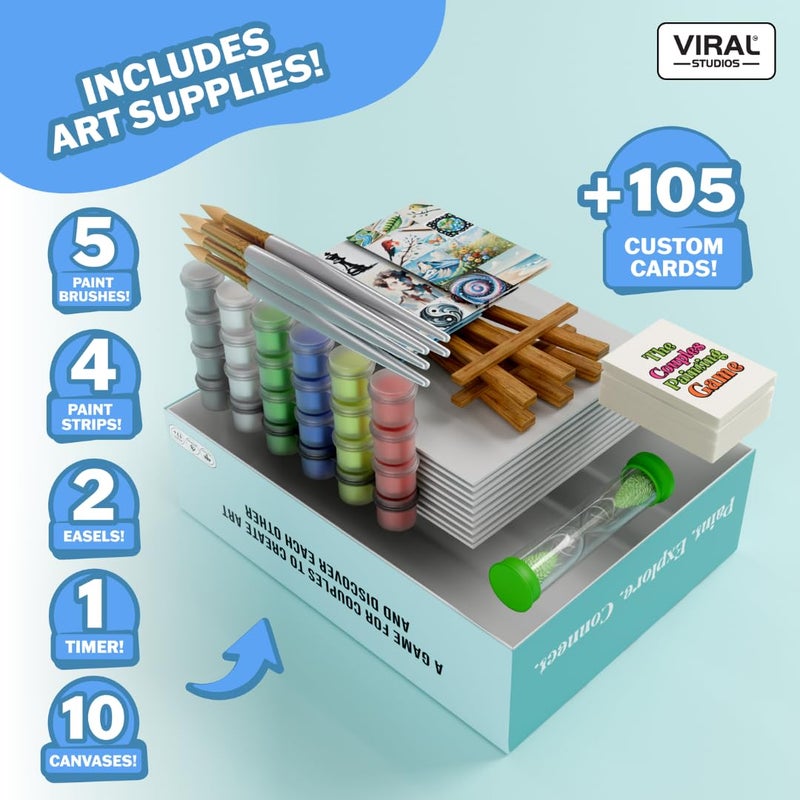 Viral Studios The Couples Painting Game â€“ Date Night Card & Painting Kit | Fun DIY Activity with Prompts, Challenges & Questions for Deeper Connection, Meaningful Games for Adults and Teens, 2 Players - Image 4
