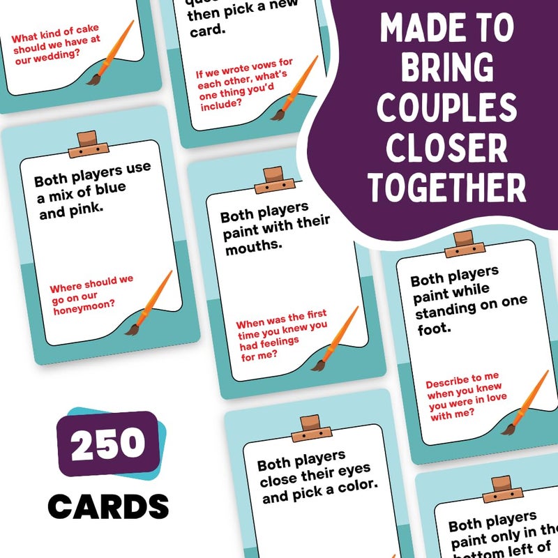 Viral Studios The Couples Painting Game â€“ Date Night Card & Painting Kit | Fun DIY Activity with Prompts, Challenges & Questions for Deeper Connection, Meaningful Games for Adults and Teens, 2 Players - Image 3