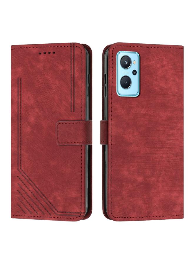 اس-توب جراب لهاتف Realme 9i / OPPO A36 / A76 / A96 4G / K10 4G جراب هاتف جلدي بنمط مخطط مع حبل - Image 2