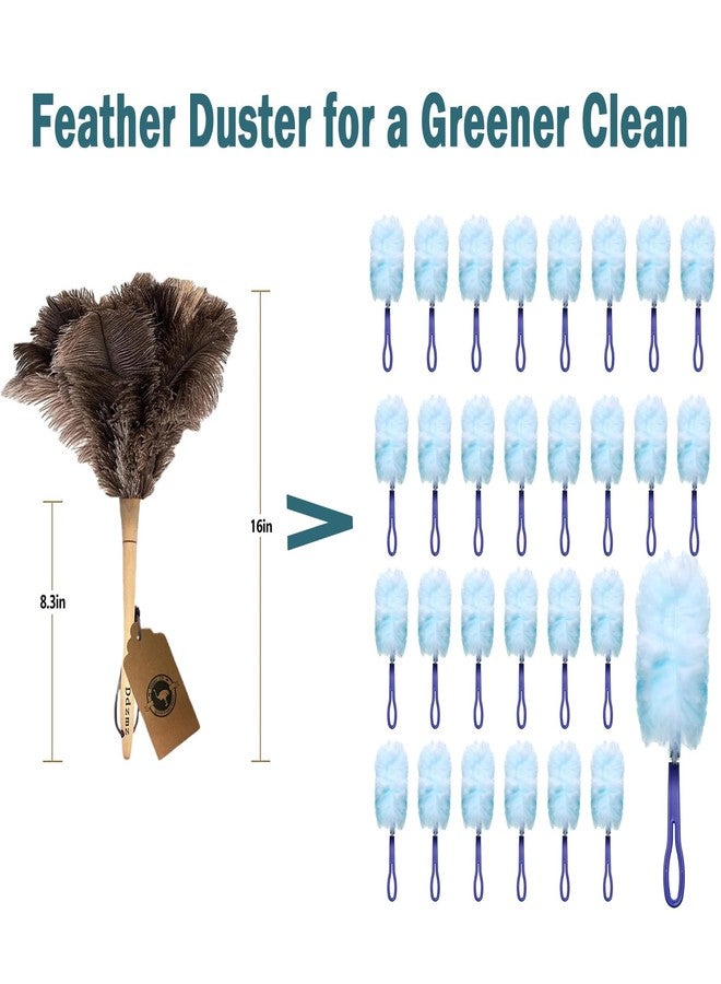 Ddzmz Feather Duster, Feather Dusters for Cleaning Ddzmz Fluffy Natural Genuine Ostrich Feathers with Wooden Handle Reusable Handheld Ostrich Feather Duster Cleaning Supplies, Gray and Brown(Length 16") - Image 2