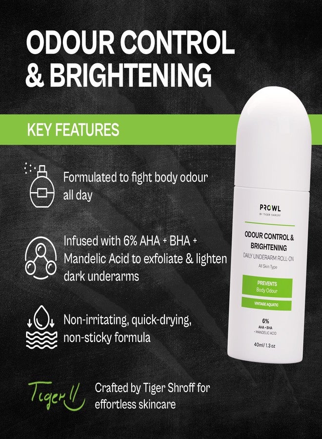 PROWL by Tiger Shroff 6% AHA BHA Mandelic Acid Underarm Roll On For Man | Brightens Dark Underarms | Long Lasting Antiperspirant Odour Control Rollon | Non-Sticky | Vintage Aquatic, 40ml - Image 4